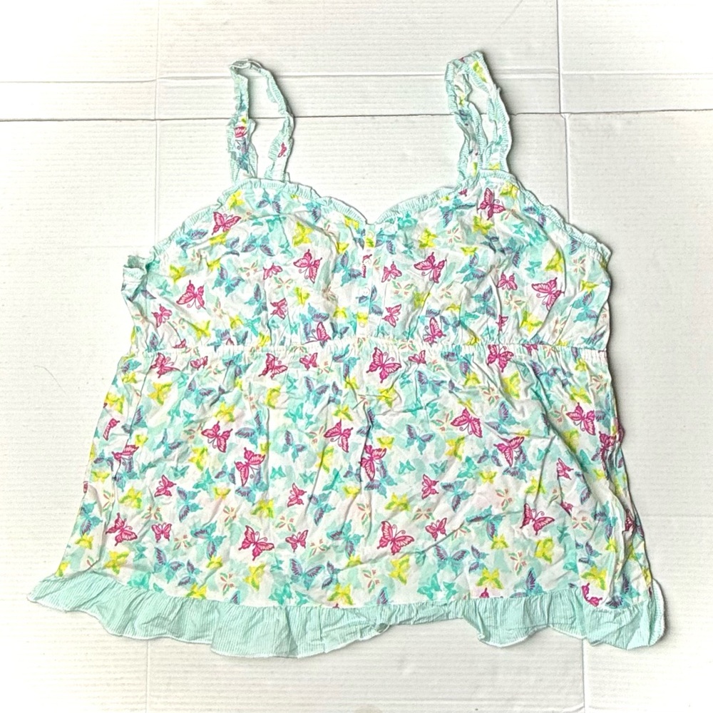 Vintage Fashion Bug Sleepwear Womens 2X‎ 2XL Pajama Top Shirt Butterfly Babydoll